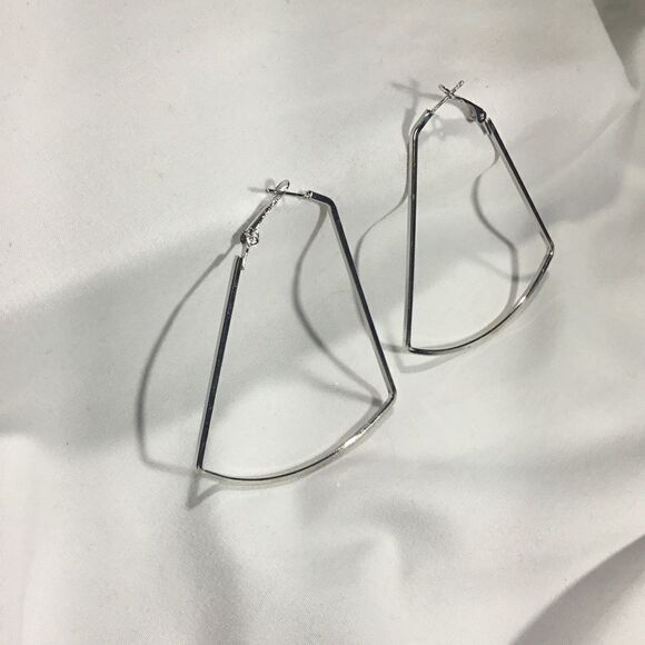 Extra Large Silver Tone Bell Shaped Hoops (UC3) - Picture 3 of 4
